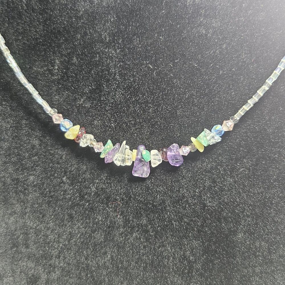 Artisan Beaded Colorful Choker Glass And Semiprecious Beads 15-18"